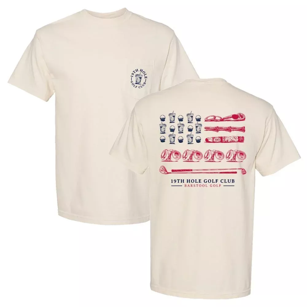 19th Hole Golf Club Flag Pocket Tee