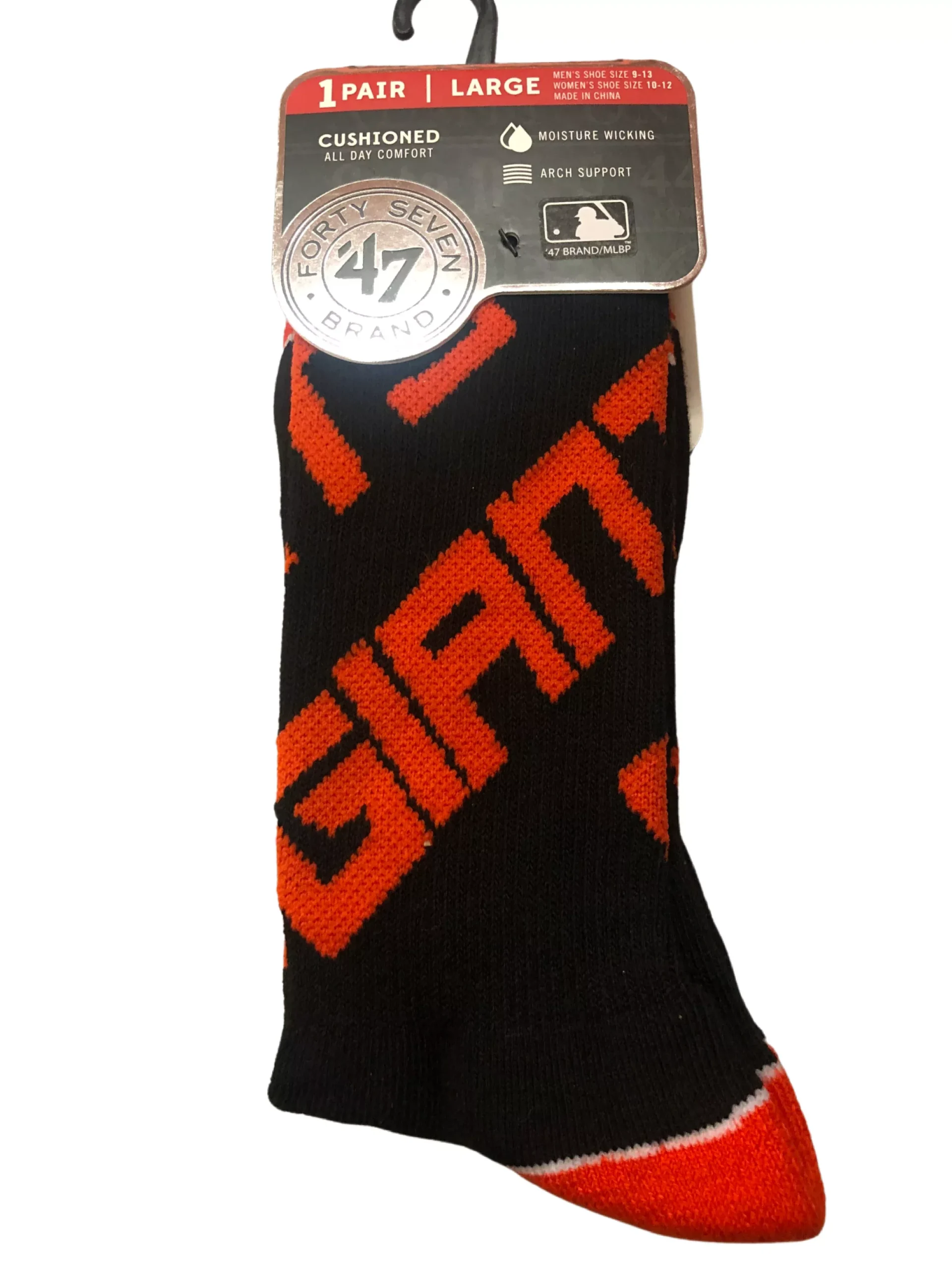’47 BRAND SAN FRANCISCO GIANTS CUSHIONED SOCKS-BLACK/ORANGE