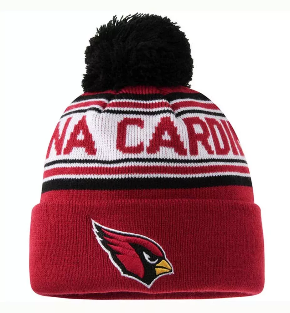Arizona Cardinals Kids (4-7) Pom Cuff Embroidered Beanie Cap Burgundy