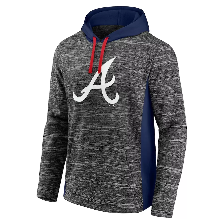 Atlanta Braves Fanatics Branded Instant Replay Colorblock Space-Dye – Pullover Hoodie – Charcoal/Navy