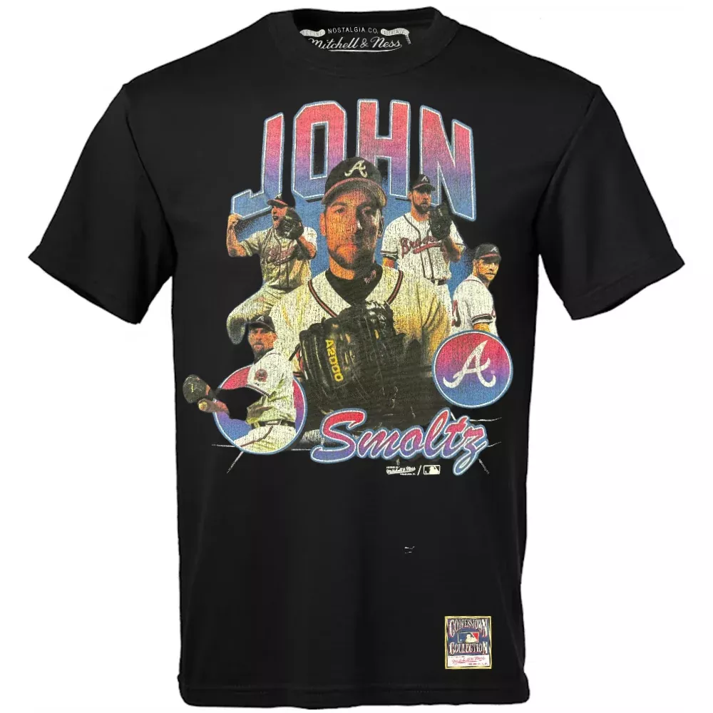 Atlanta Braves – MLB John Smoltz Bootleg Black Short Sleeve T-shirt