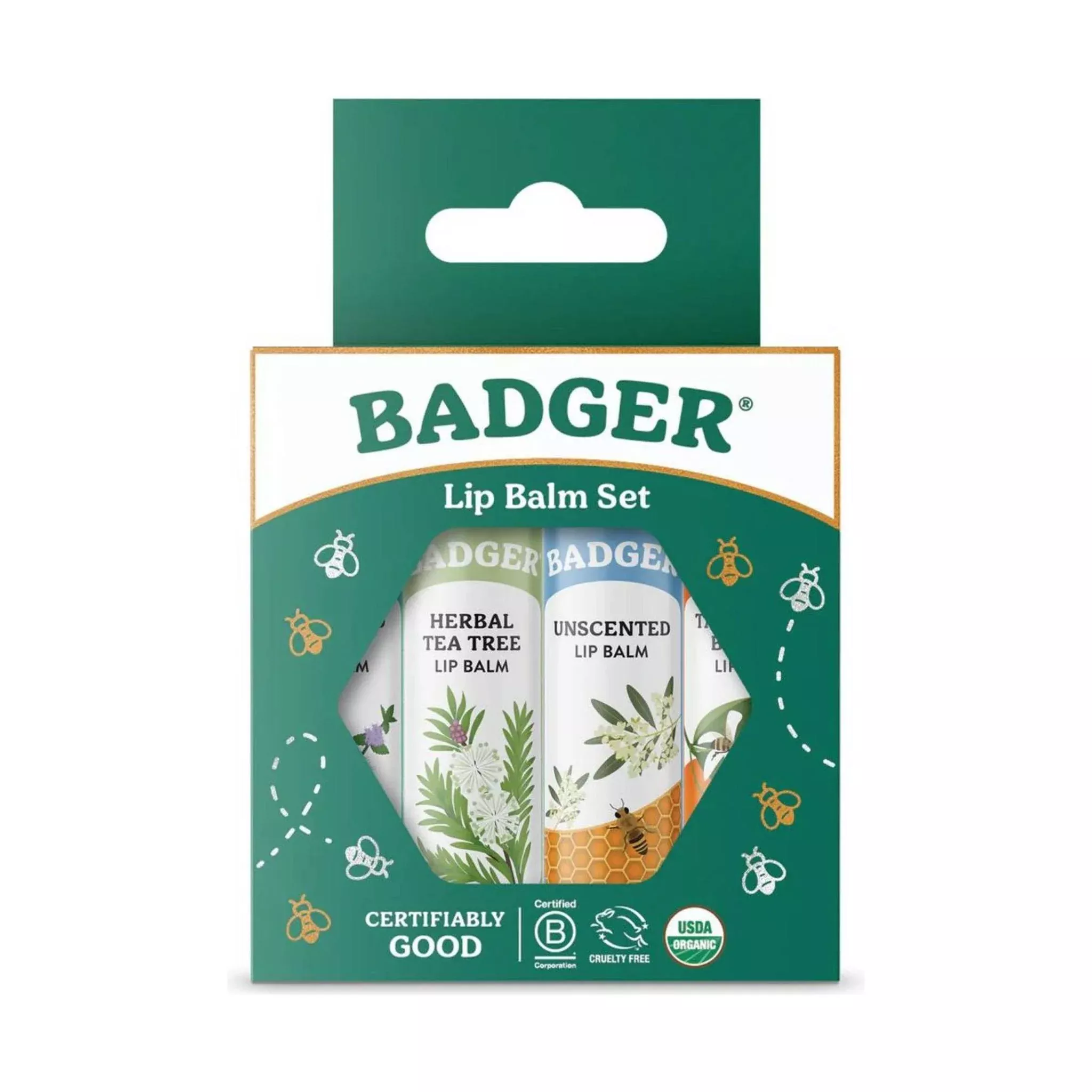 Badger Classic Lip Balm 4-Pack – Green Box