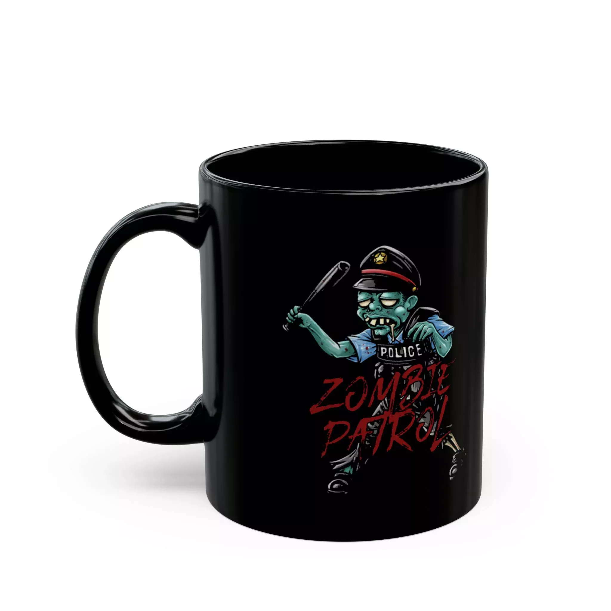 Black mug 11oz – Police Zombie Patrol Halloween