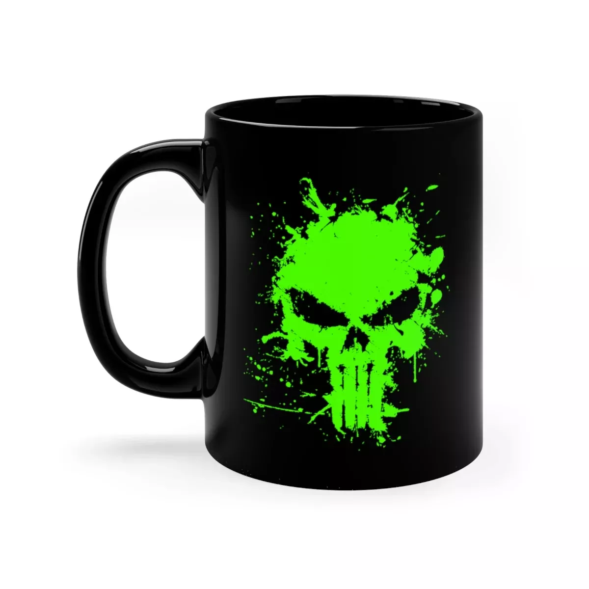 Black mug 11oz – Punisher Splatter Green