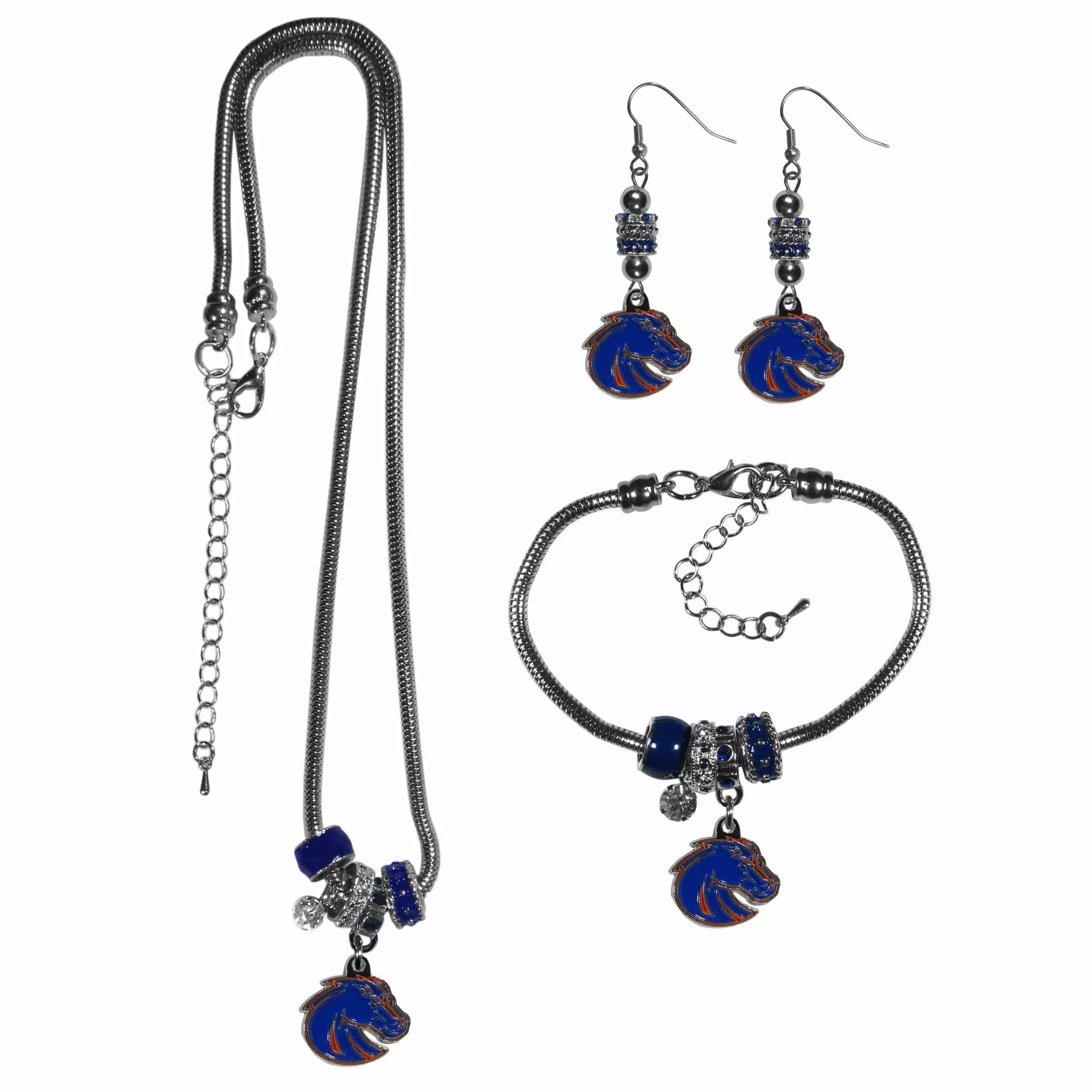 Boise St. Broncos Euro Bead Jewelry 3 piece Set