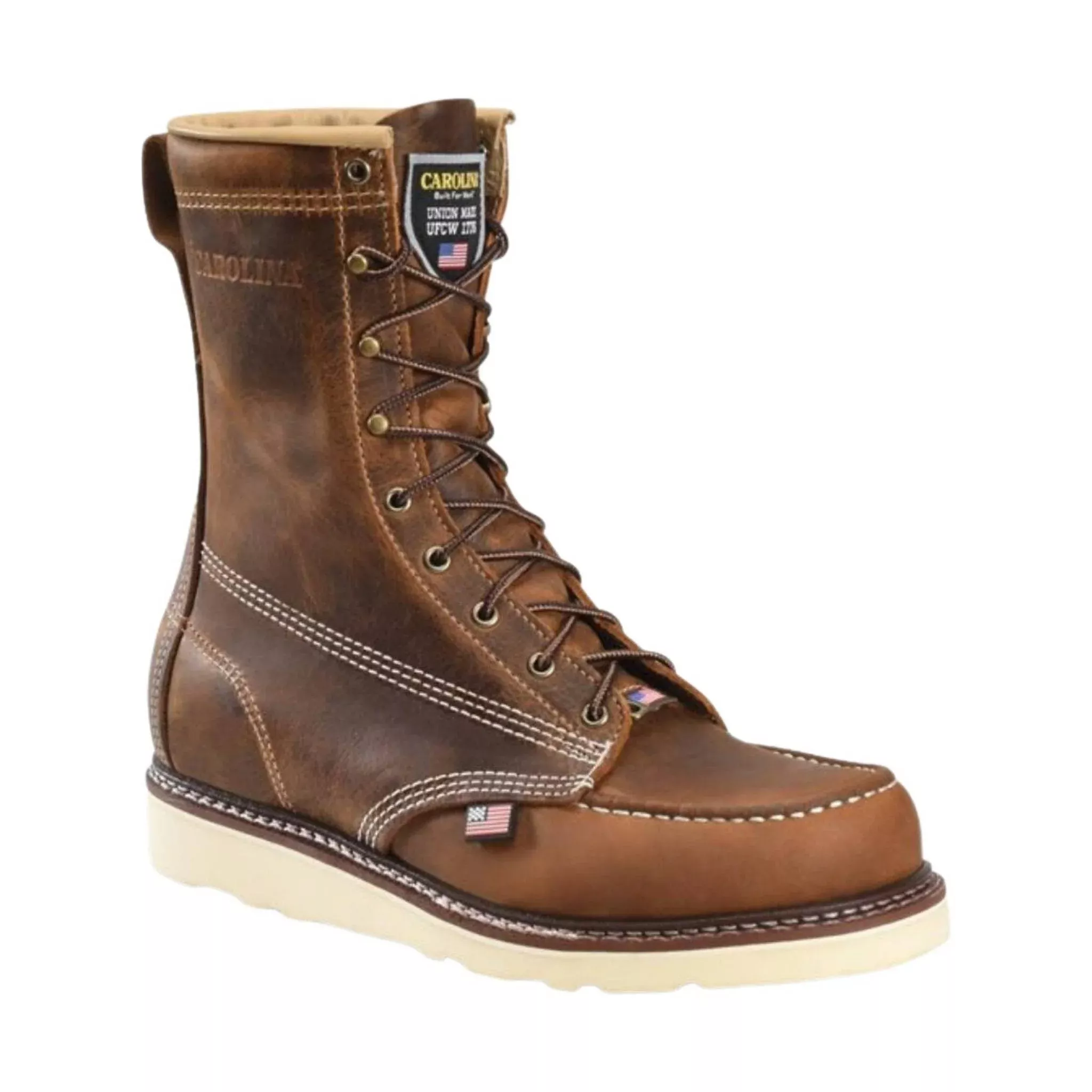 Carolina Men’s 8 Inch AMP Moc Soft Toe Wedge Work Boot – Dark Brown
