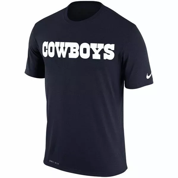 Dallas Cowboys Mens Nike Navy Legend Wordmark Essential 3 Performance T-Shirt