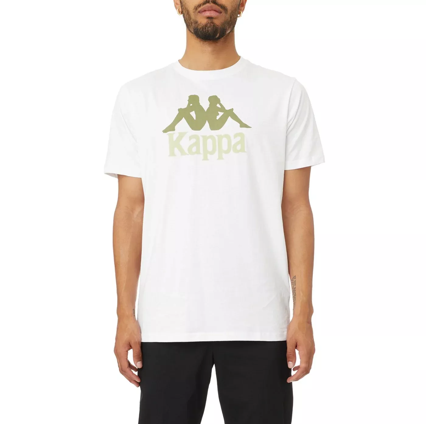 Kappa AUTHENTIC ESTESSI T-SHIRT-WHITE/GREEN OLIVE