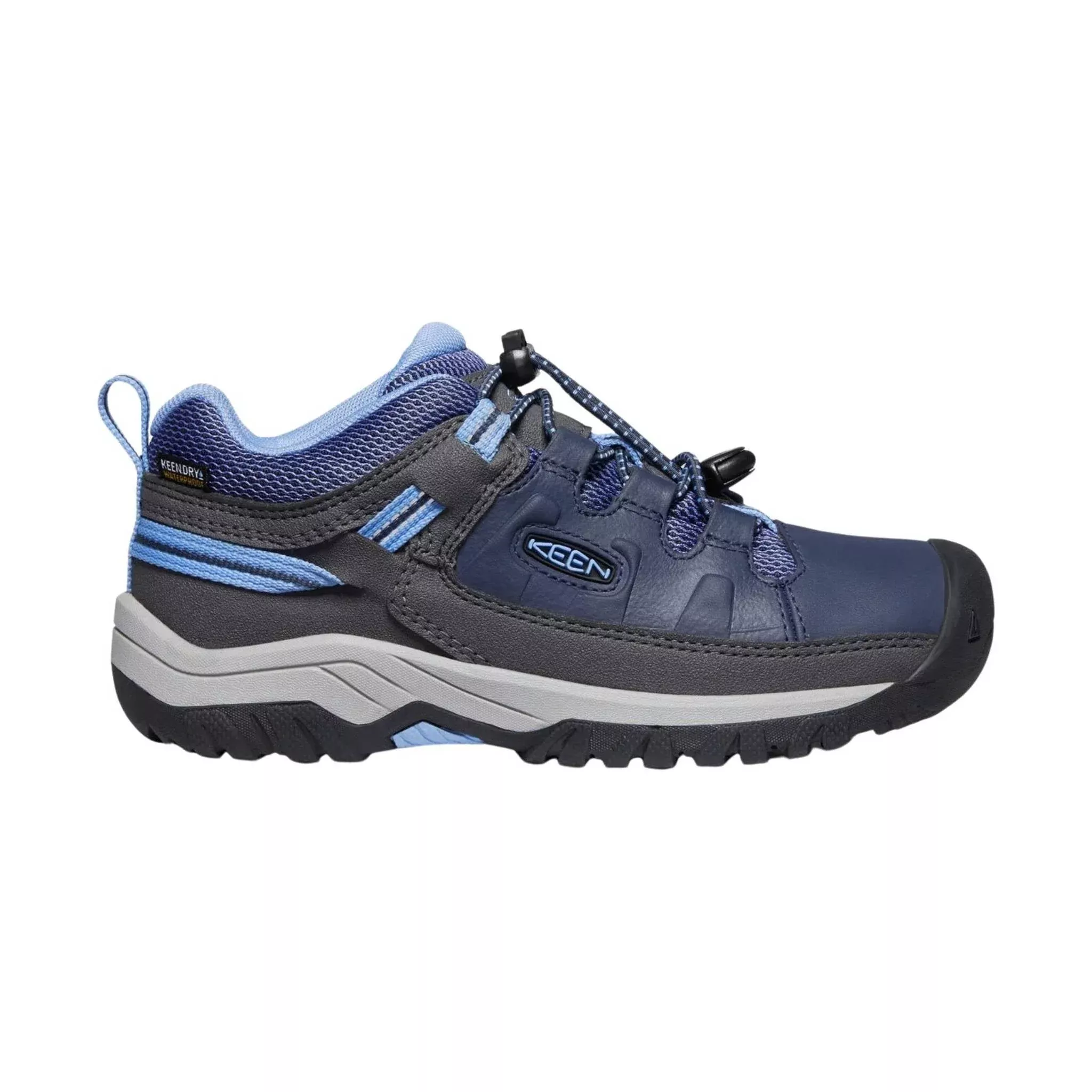 KEEN Big Kids’ Targhee Waterproof Low Shoe – Blue Nights/Della Blue