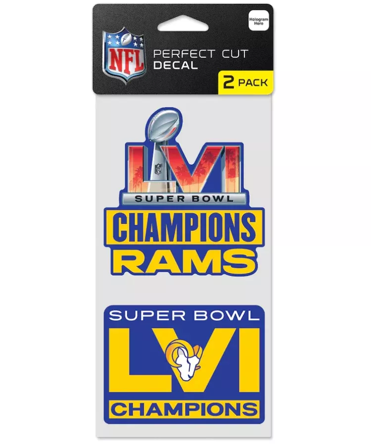 Los Angeles Rams Super Bowl LVI Champions 2-Piece 4” x 8” Perfect Cut Decal Set