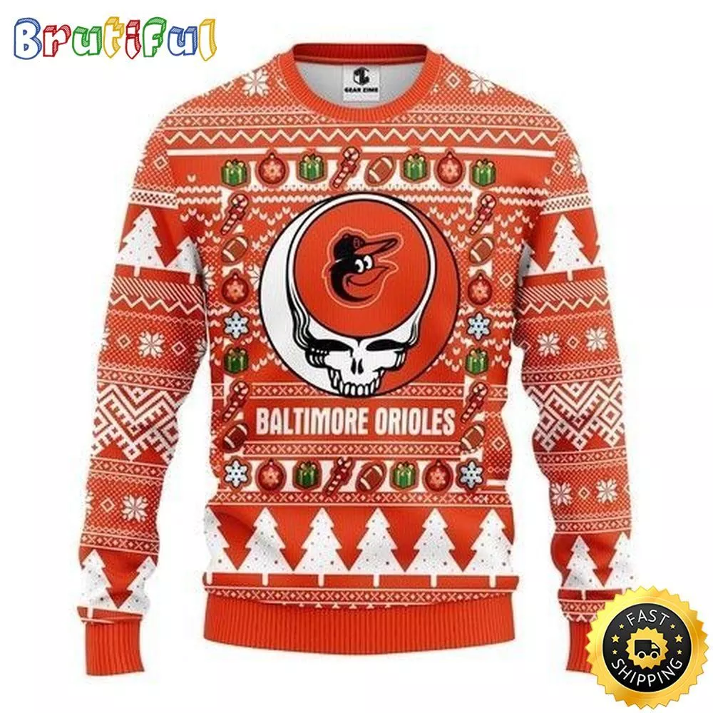 MLB Baltimore Orioles Ugly Christmas Sweater The Intelligence Of The Skull Unisex Sweater