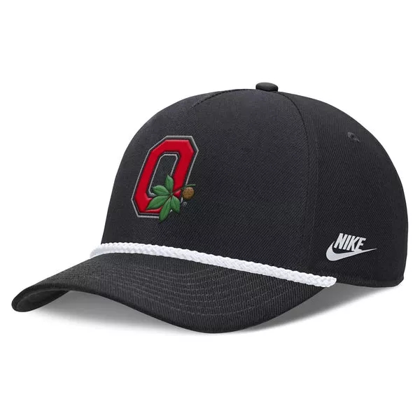 NCAA Ohio State Buckeyes Nike Vault Rope Structured Adjustable Hat - Black