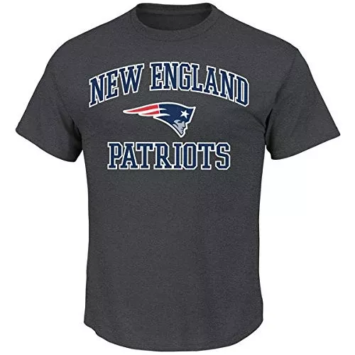 New England Patriots Mens Heart & Soul T-Shirt Charcoal Grey