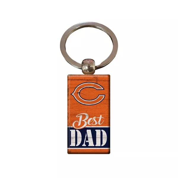 NFL Chicago Bears Fan Creations Best Dad Wooden Keychain