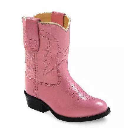 Old West Pink Toddler Round Toe Boots