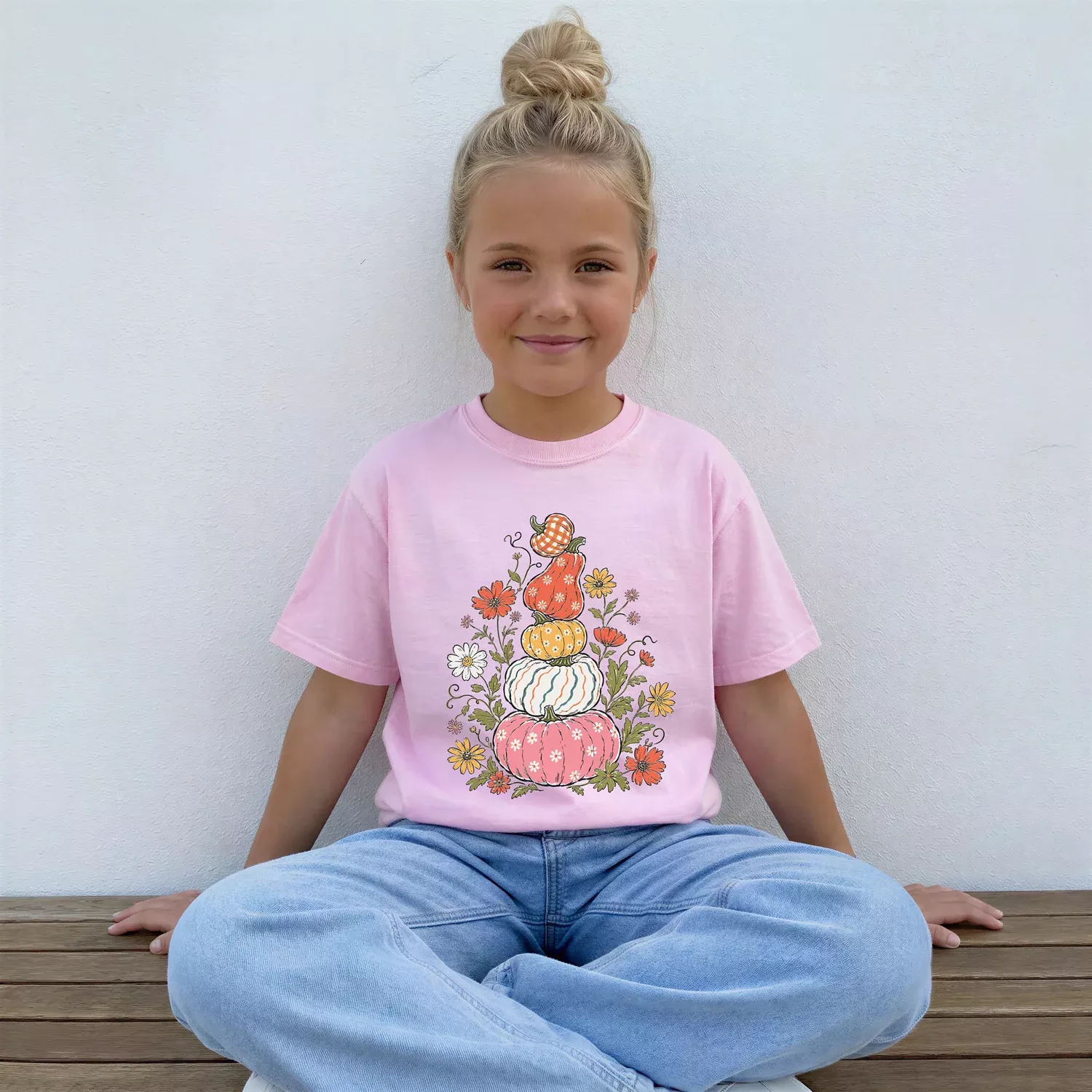 Patterned Pumpkin Stack Toddler Tee