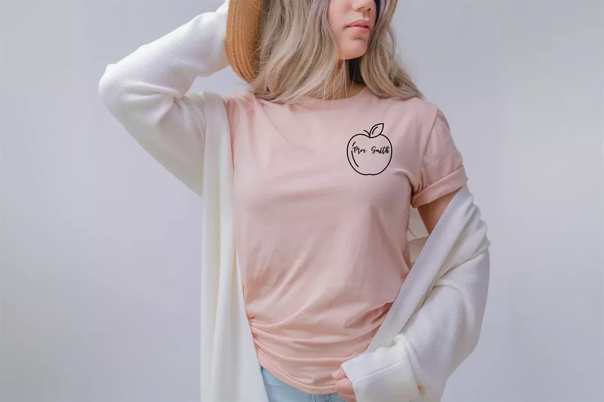 Personalized Teacher Apple Pocket Tees