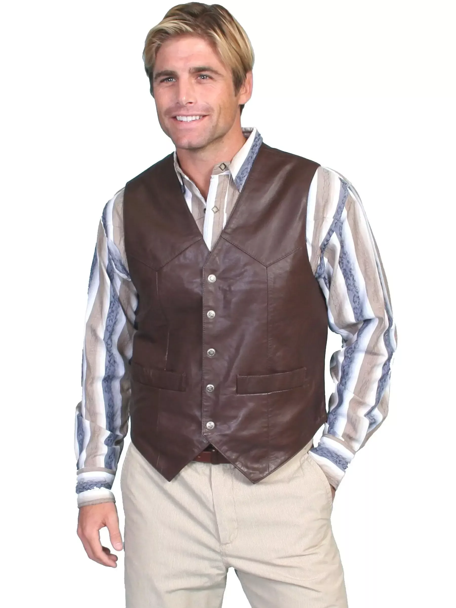 Scully BROWN SOFT TOUCH LAMB SNAP FRONT VEST