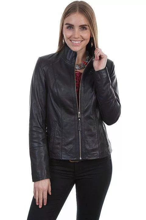 Scully Leather Black Lamb Zip Front Womens Jacket