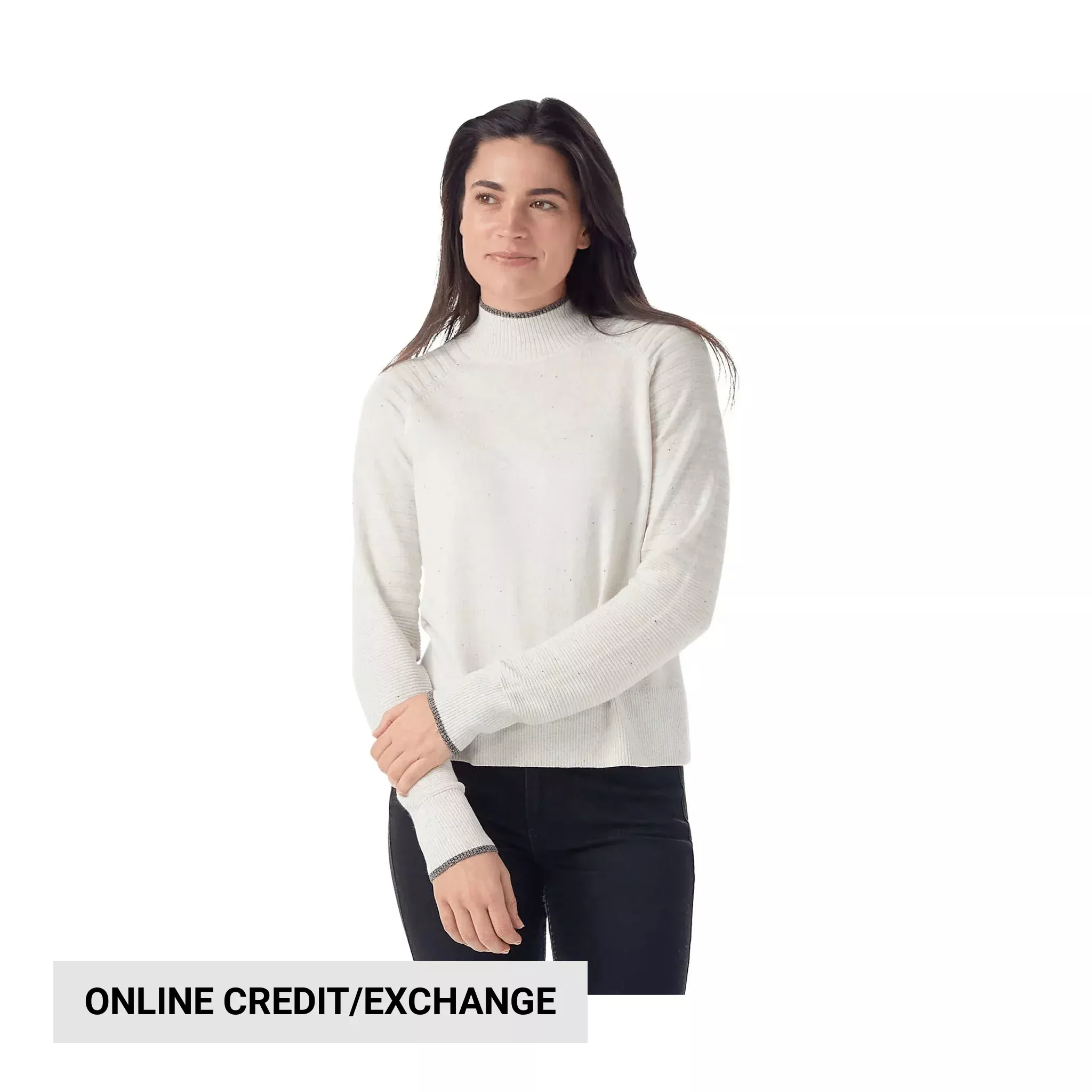 Smartwool Women’s Edgewood Mock Neck Sweater – Natural Donegal