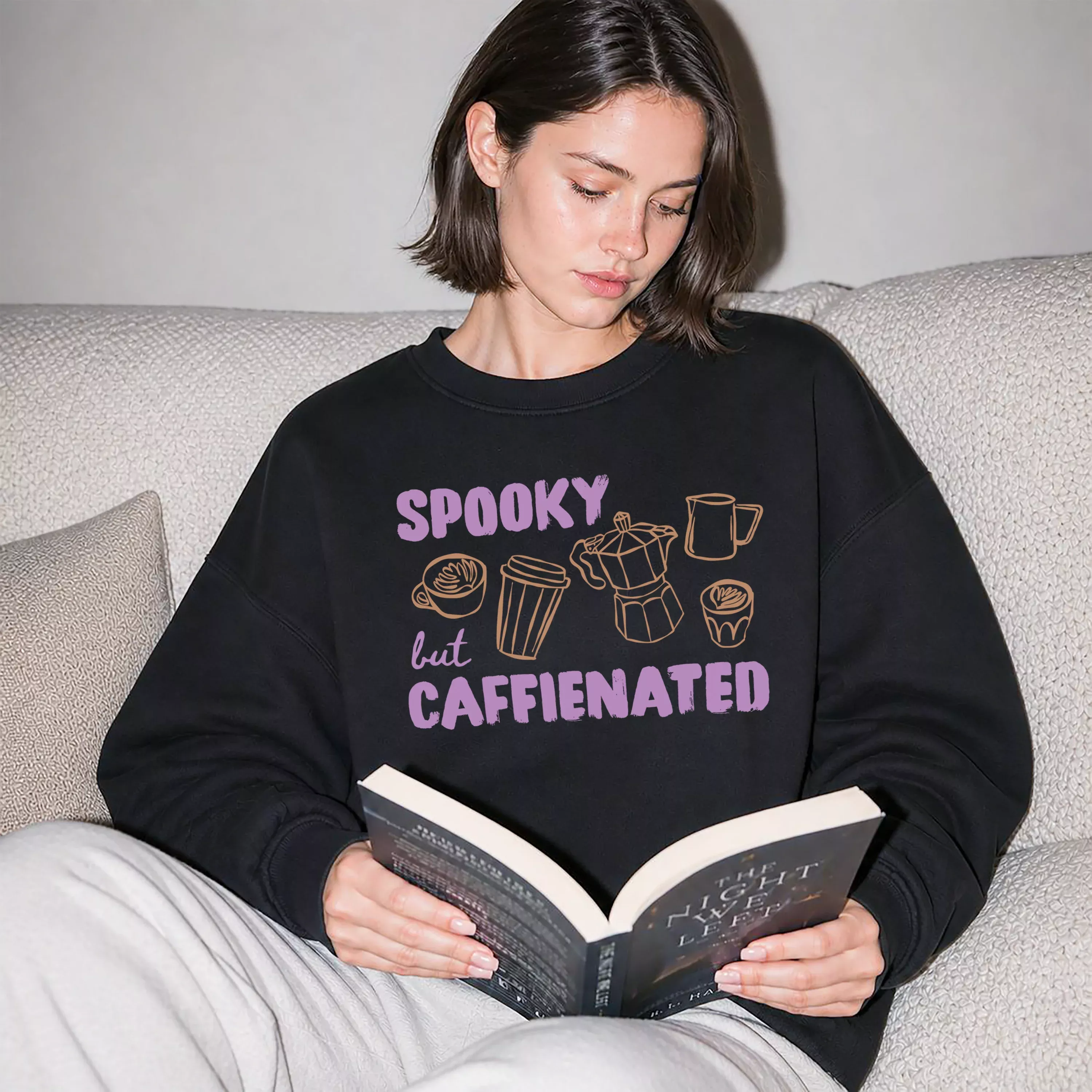 Spooky But Caffeinated Tee or Crew Sweatshirt