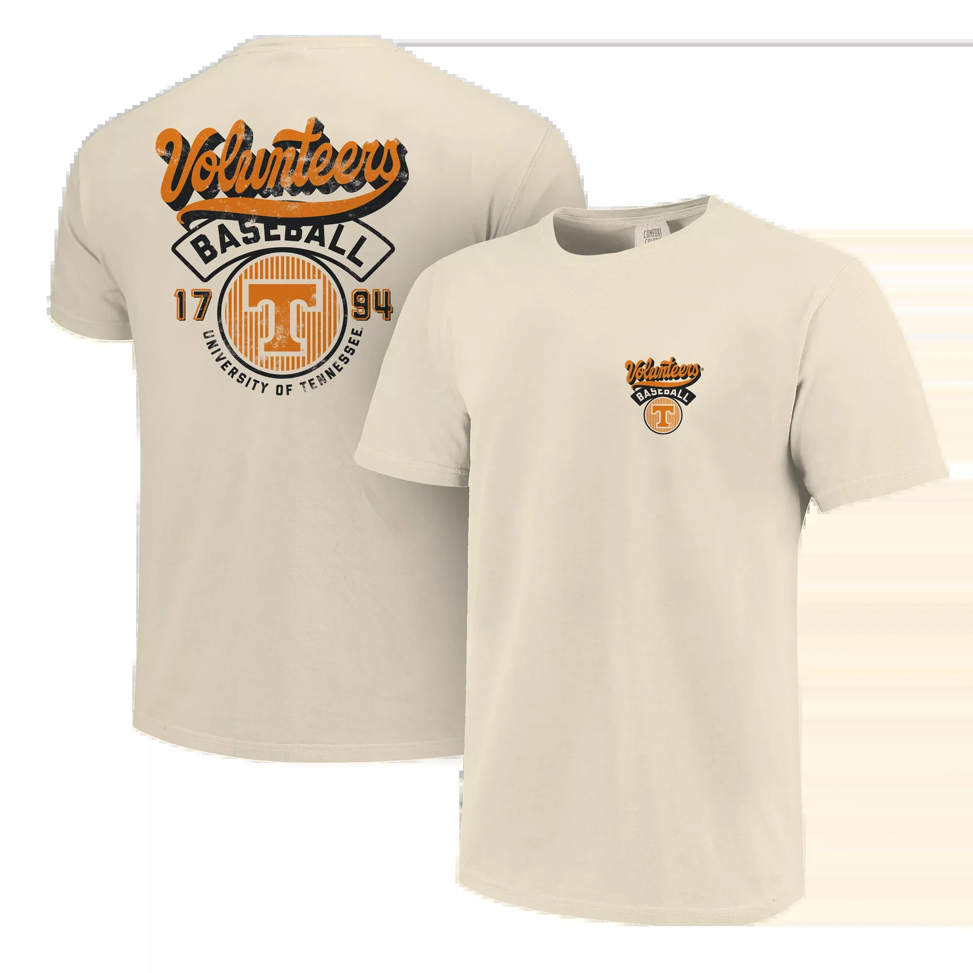 Tennessee Volunteers - NCAA Modern Script Stripes Comfort Color Short Sleeve T-shirt