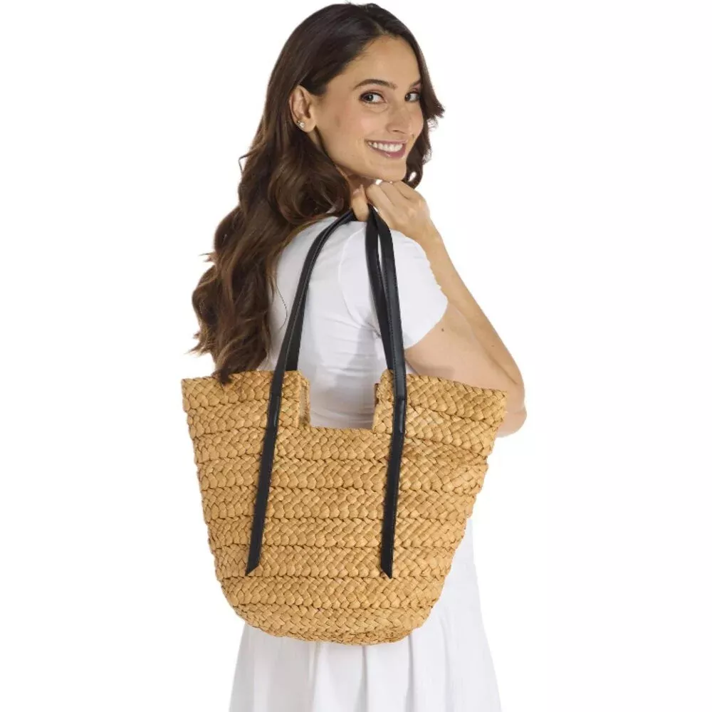 Two’s Company Raffia Straw Tote
