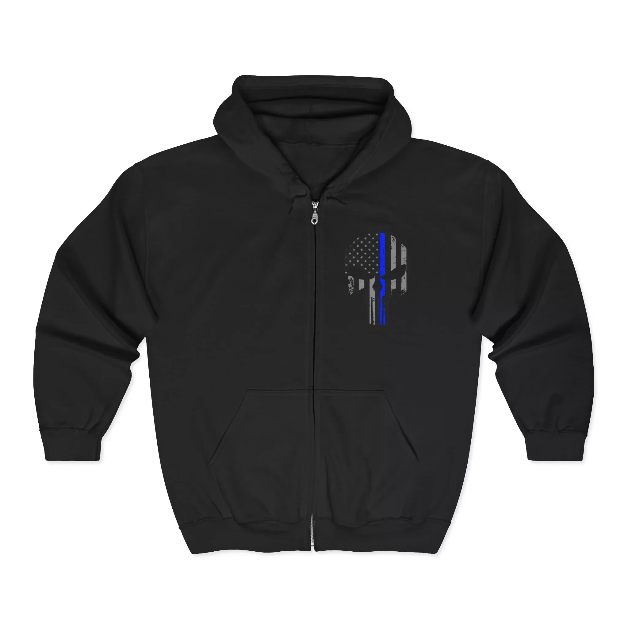 Unisex Heavy Blend™ Full Zip Hooded Sweatshirt – Thin Blue Line Punisher