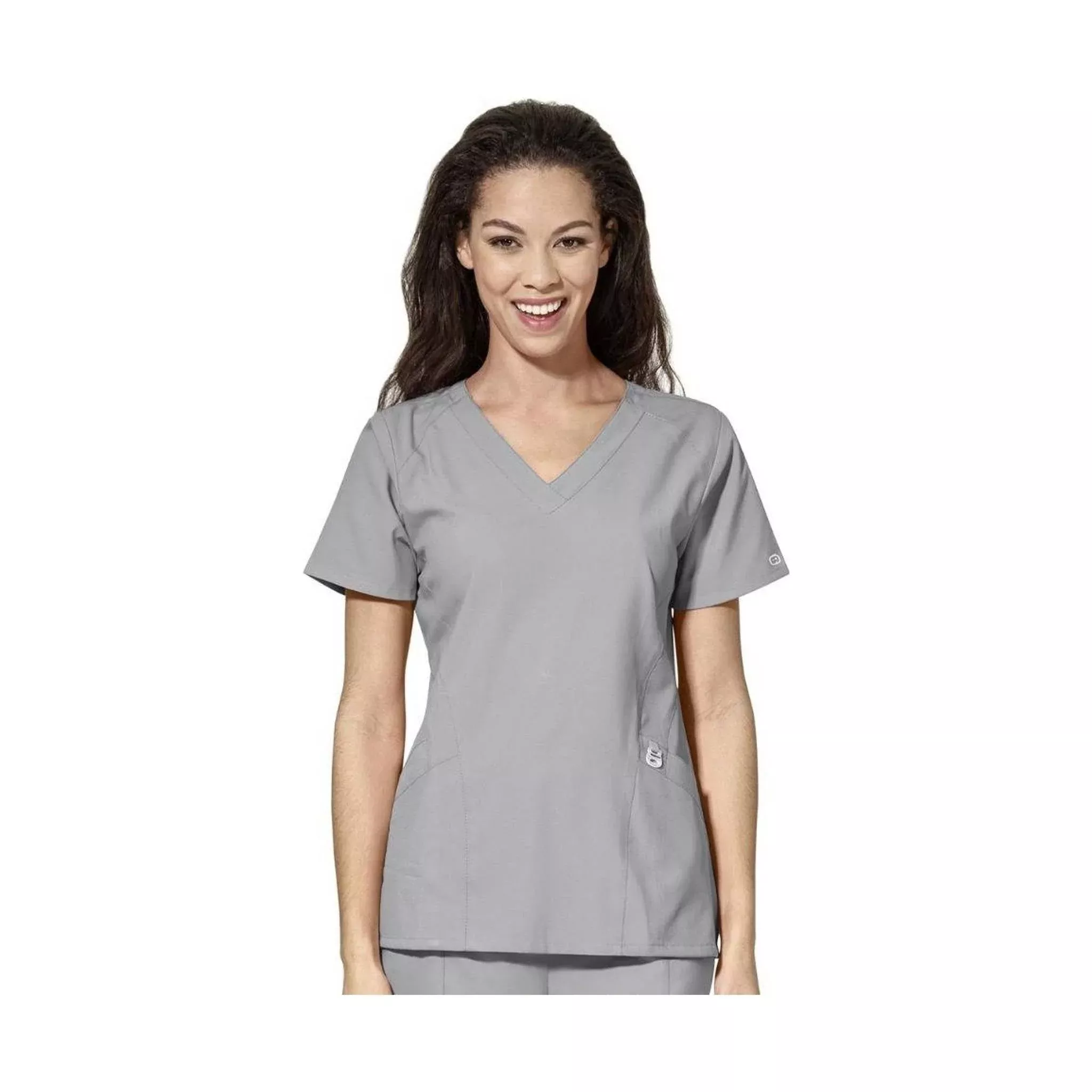 Wink Women’s Stylized V Neck Scrub Top – Grey