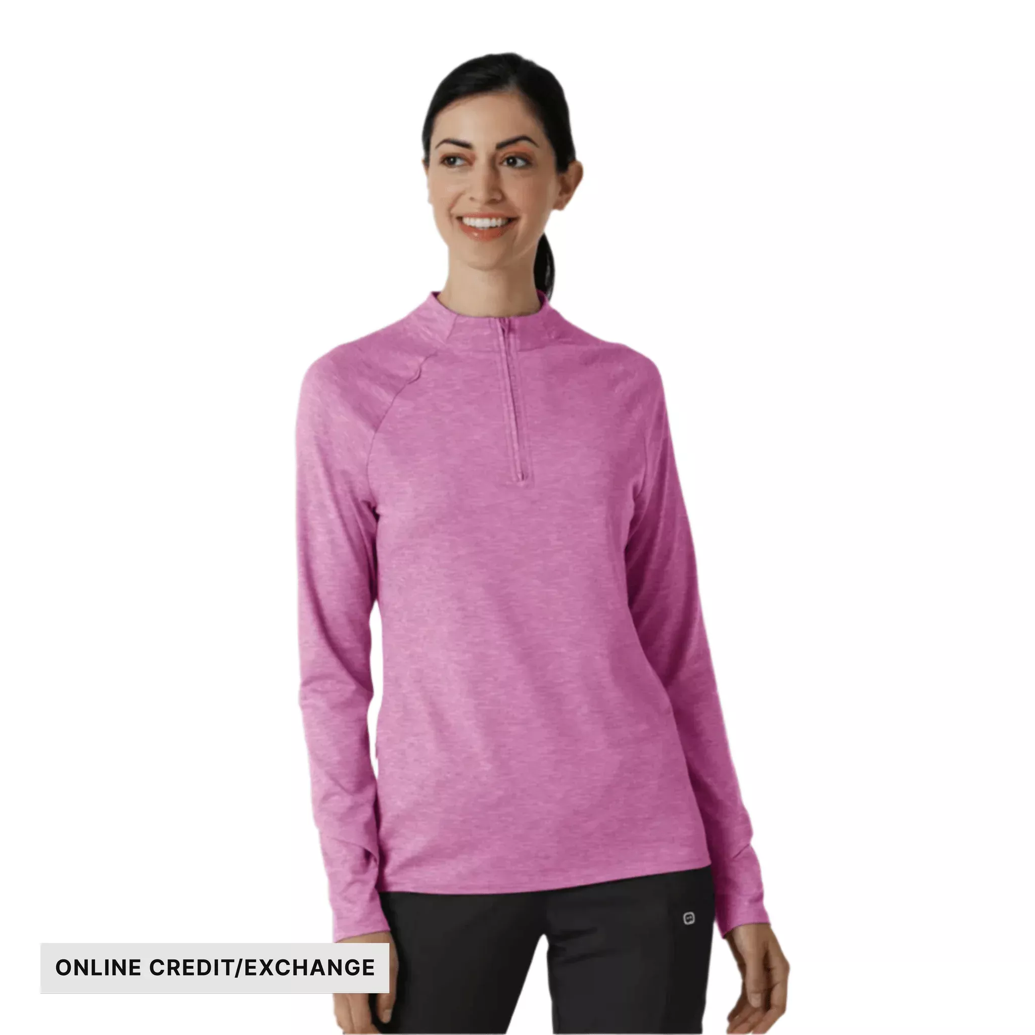 Wink Women’s Watch Window Quarter Zip Top – Raspberry Heather