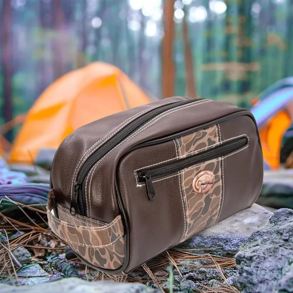 Zep-Pro Bass Old School Camo Men’s Toiletry Bag – Brown