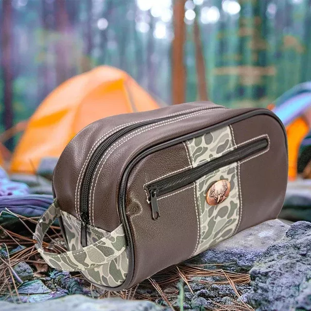 Zep-Pro Buck Old School Camo Men’s Toiletry Bag – Green/Gray